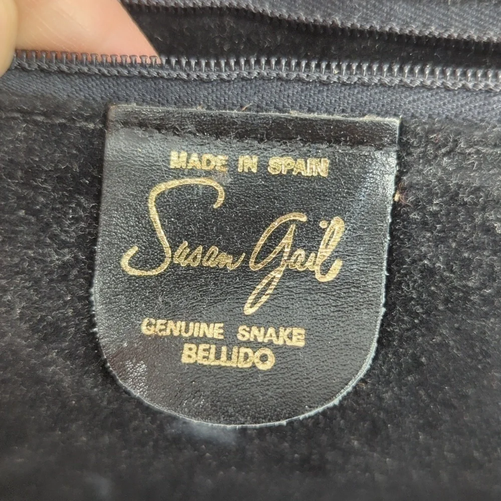 Vintage Susan Gail Genuine Snake Bellido Crossbody Purse Black classic cocktail